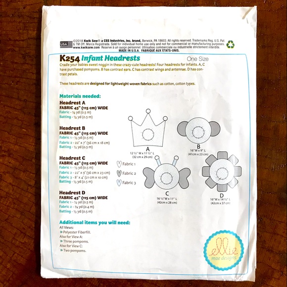 Infant Headrests Pattern - Picture 2 of 2